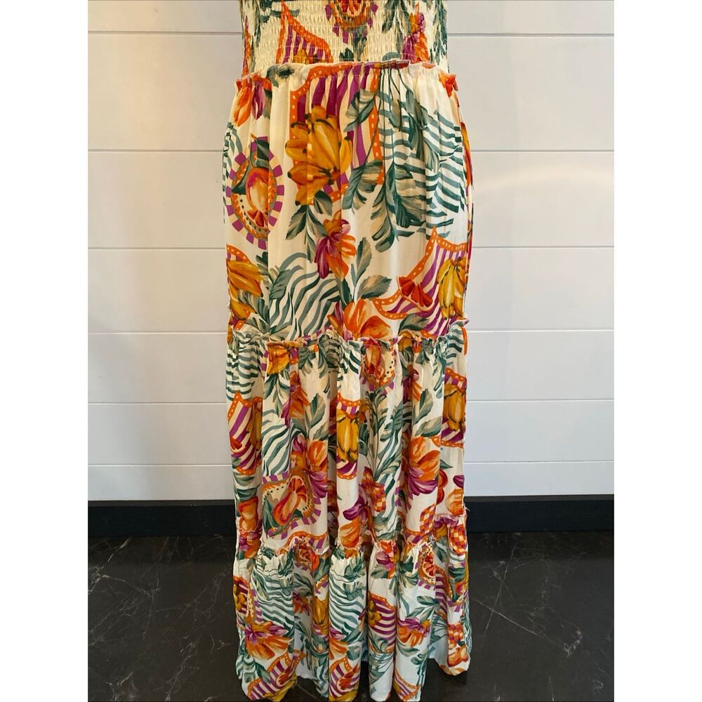 Abel the Label fruit print floral maxi dress strapless tube top, size XS NWOT - Picture 3 of 9